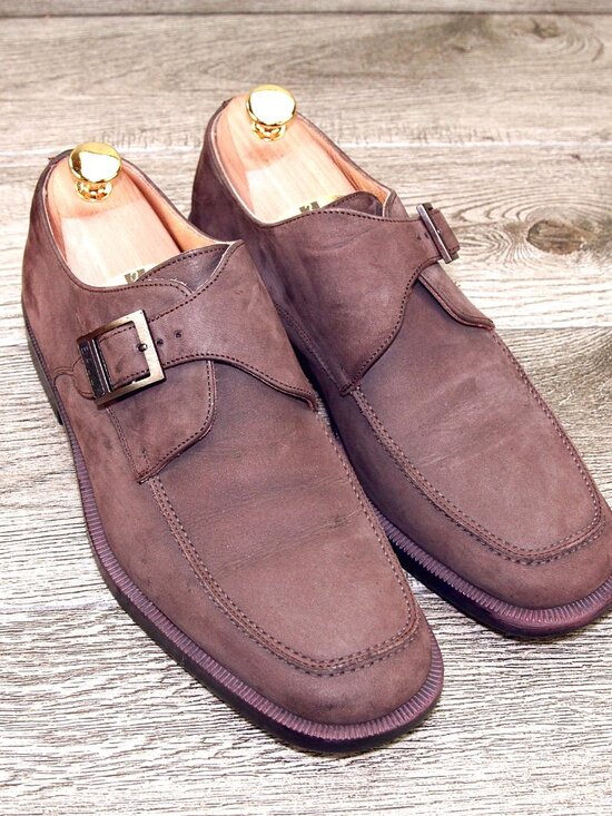 $850 BALLY Italy Tanagro Monkstrap 8.5 D Brown Nubuck Nordstrom * add $15 Trees